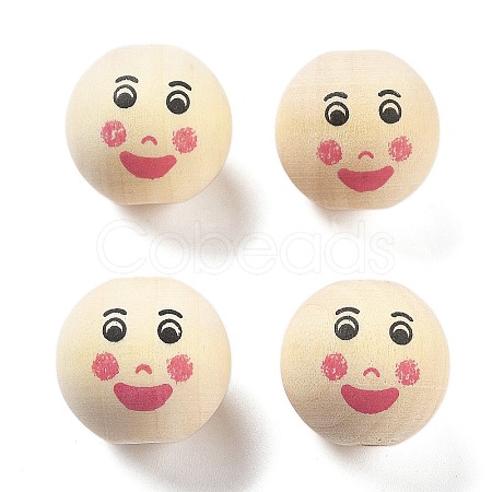 Printed Schima Wood European Beads WOOD-G023-14D-1