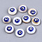 Natural Freshwater Shell Beads, with Enamel, Flat Round with Evil Eye, Blue, 9x4.5mm, Hole: 0.8mm