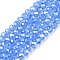 Electroplate Glass Beads Strands, Pearl Luster Plated, Faceted, Rondelle, Royal Blue, 3.5~3.8x3mm, Hole: 0.4mm, about 113~115pcs/strand, 32.5~33cm