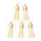 Faux Suede Tassel Pendant Decorations, with CCB Plastic Cord Ends, Light Gold, 33~35x10mm, Hole: 2.5mm