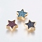 Brass Micro Pave Cubic Zirconia Beads, Long-Lasting Plated, Lead Free & Cadmium Free, Star, Golden, Mixed Color, 10.5x4mm, Hole: 1.5mm