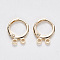 Brass Huggie Hoop Earring Findings, Nickel Free, with Horizontal Loop, Real 18K Gold Plated, 14.5x11.5x2mm, Hole: 1.5mm, Pin: 0.8mm