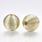 Wood Beads Covered with Polyester Cord Wire, Round, Light Gold, 12~13x12~12.5mm, Hole: 1.5~2mm