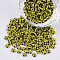 8/0 Grade A Round Glass Seed Beads, Stripe, Opaque Colours Seep, Dark Khaki, 3~3.5x2~2.5mm, Hole: 0.9mm, about 15000pcs/bag