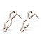 Non-Tarnish Infinity Shape 201 Stainless Steel Stud Earrings Findings, with 304 Stainless Steel Pins & Horizontal Loop, Stainless Steel Color, 18.5x6.5mm, Hole: 1.2mm, Pin: 0.7mm