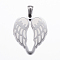 Tarnish Resistant 304 Stainless Steel Pendants, Wing, Stainless Steel Color, 26.5x22x1.5mm, Hole: 3x5mm