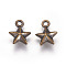 CCB Plastic Charms, Star, Antique Bronze, 15x11.5x5mm, Hole: 2mm