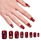 Nail Art Sets, with 24pcs Plastic Nail Tips, 24pcs Double Side Jelly Nail Glue , Dark Red, 14.5~23x7~14mm, about 24pcs/set