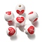 Valentine's Day Element Printed Wood Beads, Round, WhiteSmoke, 16mm, Hole: 4mm