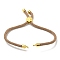 Nylon Cords Bracelet Makings Fit for Connector Charms, with Golden Brass Tree Slider Beads, Long-Lasting Plated, Tan, 8-5/8 inch(22cm), Hole: 1.9mm