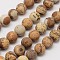 Natural Picture Jasper Beads Strands, Frosted, Round, 8mm, Hole: 1mm, about 45~48pcs/strand, 14.5 inch