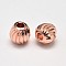 Rack Plating Brass Corrugated Round Spacer Beads, Rose Gold, 5mm, Hole: 2mm