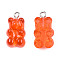 Resin Pendants, with Platinum Tone Iron Loop, Imitation Food, Bear, Coral, 20.5~22.5x11.5x7mm, Hole: 2mm