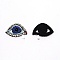 Left Eye Glass Seed Beaded Patches, with Glass Rhinestone, Iron/Sew on Appliques, Costume Accessories, for Clothes, Bag Pants, Shoes, Cellphone Case, Blue, 46x61x6~8mm