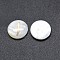 Shell Cabochons, with Resin, Flat Round with Arabic Alphabet, White, 12~12.5x2~2.5mm