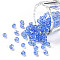 Glass Seed Beads, Trans. Colours Lustered, Round, Cornflower Blue, 4mm, Hole: 1.5mm, about 1000pcs/100g