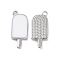 Brass Enamel Pendants, Ice-Lolly, Real Platinum Plated, White, 20x9x2mm, Hole: 1.5mm