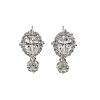 Oval Brass Micro Pave Clear Cubic Zirconia Stud Earring Findings KK-C107-07P-1