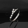 Constellations Rhodium Plated 925 Sterling Silver Micro Pave Clear Cubic Zirconia Adjustable Rings for Women RJEW-P130-01P-G-1