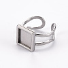 Non-Tarnish 201 Stainless Steel Cuff Pad Ring Settings X-STAS-S080-041A-P-3