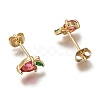 Brass Stud Earrings X-ZIRC-I051-05G-2