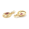 Rack Plating Brass Micro Pave Clear & Violet Cubic Zirconia Pendants KK-D073-21G-2