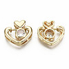 Brass Micro Pave Clear Cubic Zirconia Slide Charms KK-S356-213G-NF-2