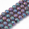 Electroplated Natural Lava Rock Beads Strands G-T098-01C-01-1