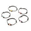 Plum Blossom Acrylic Enamel Beaded Cord Bracelet BJEW-JB07851-1