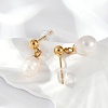 304 Stainless Steel Natural Freshwater Pearl Dangle Stud Earrings EJEW-G423-20G-3