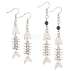 2 Pairs 2 Style Alloy Fishbone Long Dangle Eararings for Women EJEW-AN0002-53-1