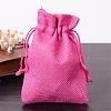Polyester Imitation Burlap Packing Pouches Drawstring Bags ABAG-R005-9x12-08-1