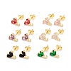 Rack Plating Brass Cubic Zirconia Stud Earrings Findings MAK-I684-10G-RS-1