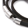 Leather Cord Triple Layered Wrap Bracelet with 304 Stainless Steel Magnetic Clasps BJEW-P275-20P-5