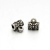 Tibetan Style Alloy Column Carved Flower Bail Beads X-TIBEB-O004-50-1