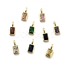 Rectangle Brass Micro Pave Cubic Zirconia Charms KK-C134-14G-1