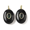 Natural Obsidian & Cubic Zirconia Pendants G-Z076-01G-19-1