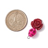 5Pcs 5 Colors Synthetic Coral & Turquoise Dyed Flower Skull Connector Charms PALLOY-JF02783-2