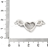 Brass Micro Pave Clear Cubic Zirconia Heart with Bat Wings Connector Charms KK-L229-053P-3