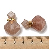 Rhombus Natural Strawberry Quartz Perfume Bottle Pendants G-H241-01G-G-3