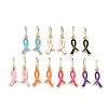 Awareness Ribbon Brass Micro Pave Clear Cubic Zirconia Huggie Hoop Earrings EJEW-Q023-001-NR-1