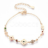 Colorful Cubic Zirconia Rhombus Link Bracelet BJEW-N020-01-3