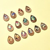 14Pcs 7 Colors Walnut Wood Resin Pendants WOOD-FS0001-31-7