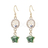 Natural Gemstone Star with Evil Eye Dangle Earrings EJEW-JE05069-3