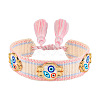 Evil Eye Adjustable Polyester & Alloy & Resin Enamel & Rhinestone Slider Bracelets FS-WG9985D-13-1