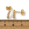 Brass Micro Pave Clear Cubic Zirconia Stripe Stud Earrings EJEW-S280-01G-5