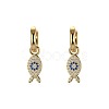 Fish 925 Sterling Silver Micro Pave Cubic Zirconia Leverback Earrings for Woman EJEW-Q384-03G-1