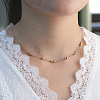 Two Tone 304 Stainless Steel Oval Bead Curb Chain Necklaces for Women WG4ACFD-01-3