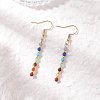 Natural Mixed Stone Round Dangle Earrings EJEW-JE06667-02-2