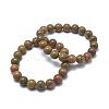 Natural Unakite Bead Stretch Bracelets BJEW-K212-A-042-1